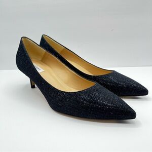 LK Bennett Women’s Sz 10.5 Audrey Kitten Heels Sparkle Navy Blue Wedding Fancy